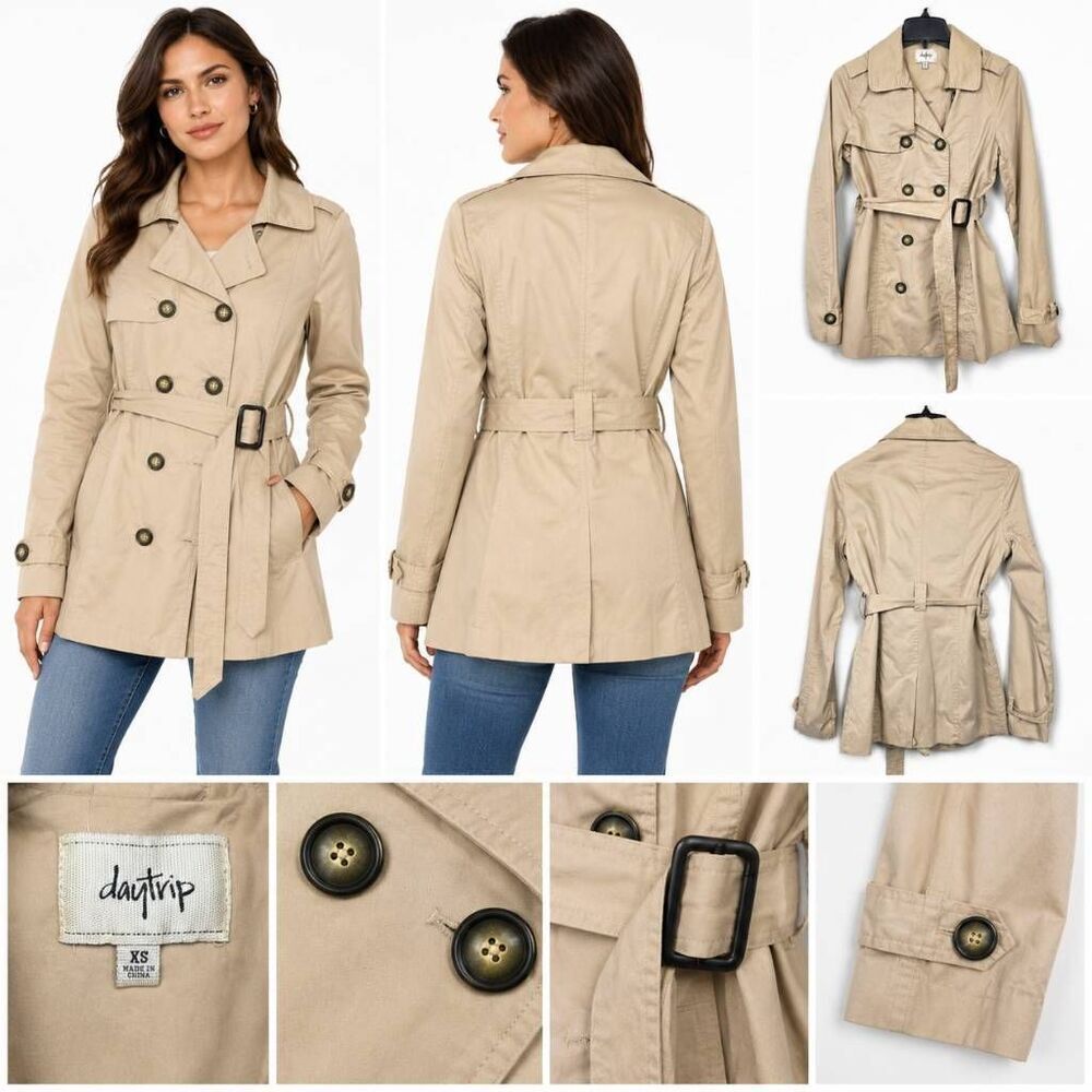 Daytrip Belted Trench Coat Tan Womens XS